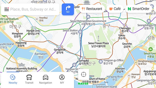 Naver Maps app screenshot