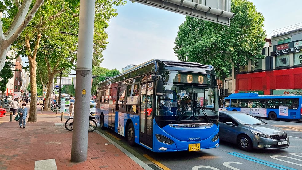 Bus for public transportation in Seoul South Korea