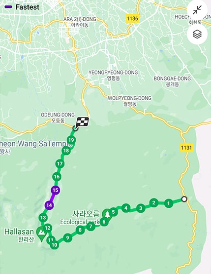 Hallasan Hiking Route