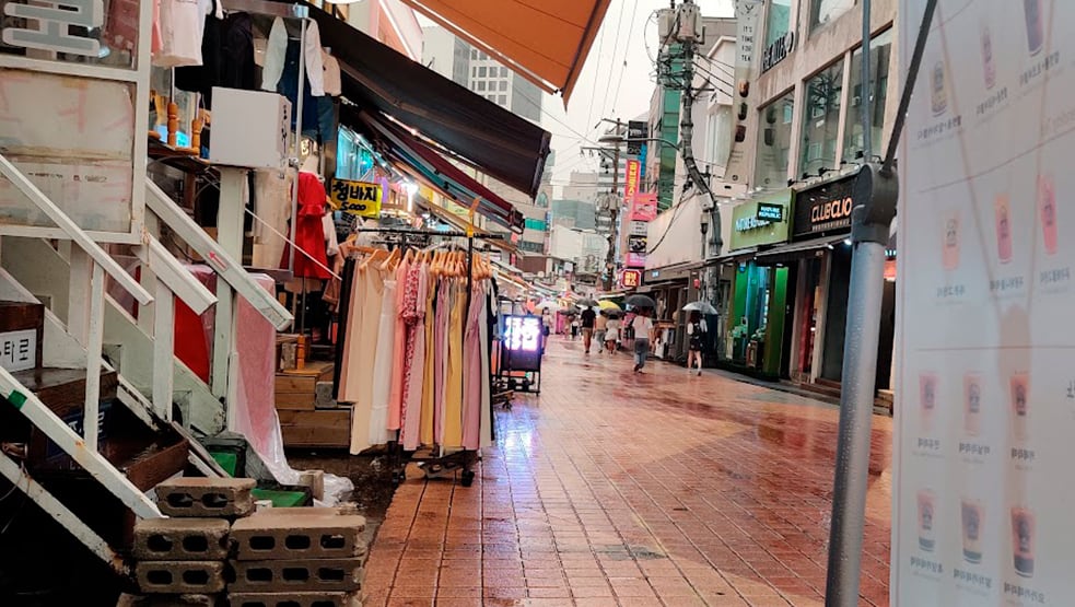 Shopping street in Hongdae in Seoul South Korea
